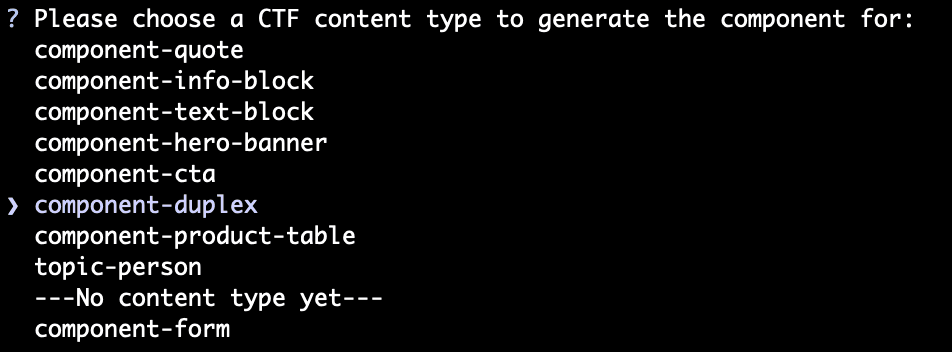 CLI generate component prompt